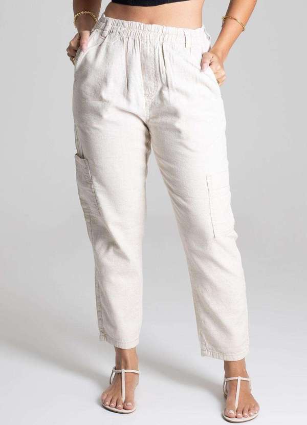 Sawary - Calça Linho Sawary Mom Bege 5
