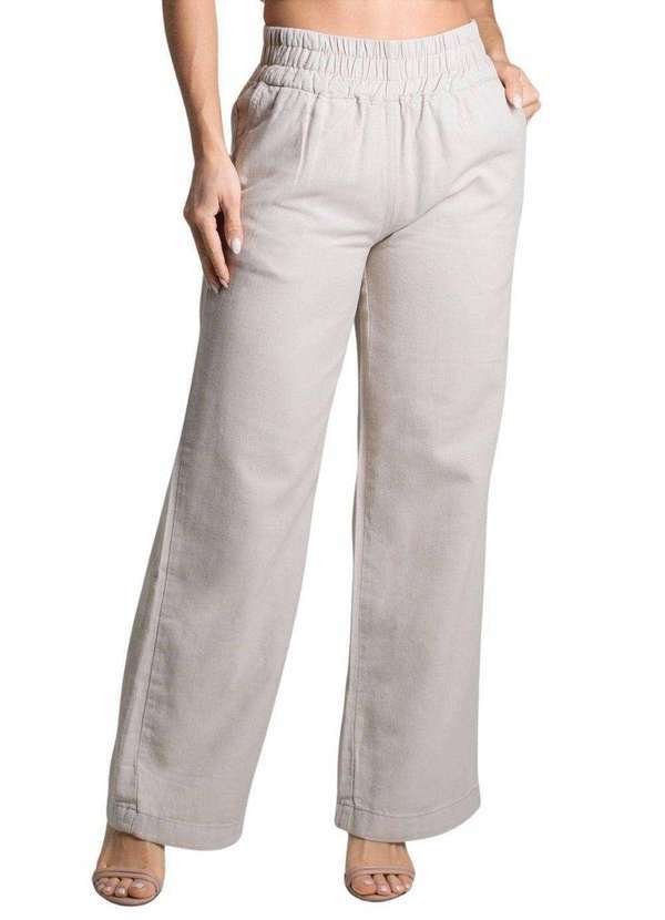 Sawary - Calça Linho Sawary Pantalona - 278223 Bege