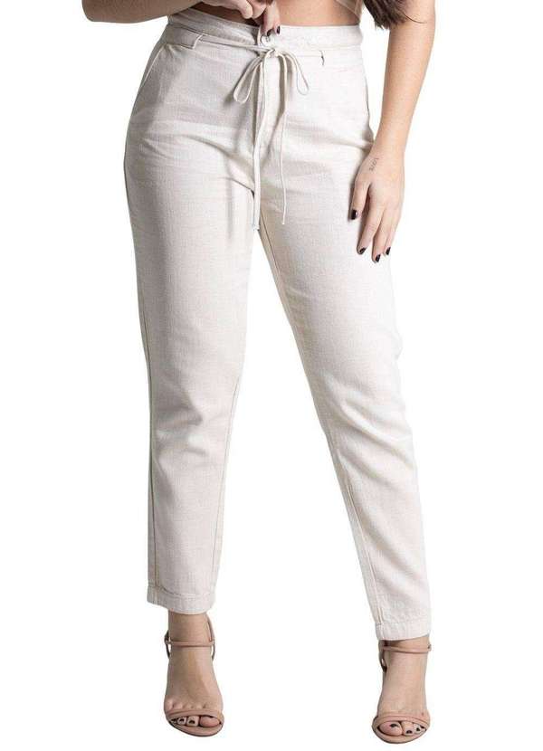 Sawary - Calça Linho Sawary Parachute Bege