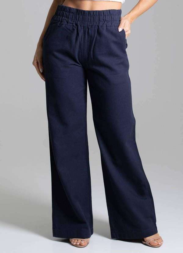 Sawary - Calça Linho Sawary Reta Azul 5