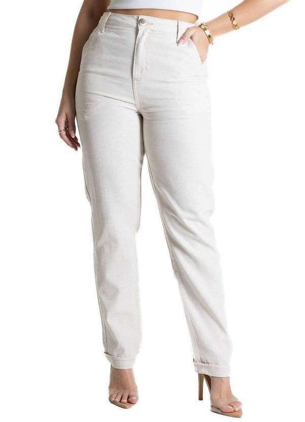 Sawary - Calça Linho Sawary Reta - 280336 Bege