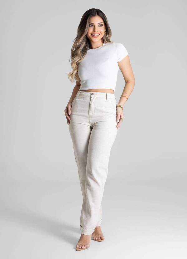 Sawary - Calça Linho Sawary Reta - 280336 Bege 2