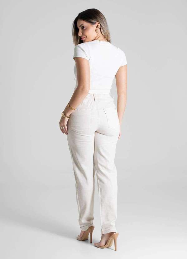 Sawary - Calça Linho Sawary Reta - 280336 Bege 4