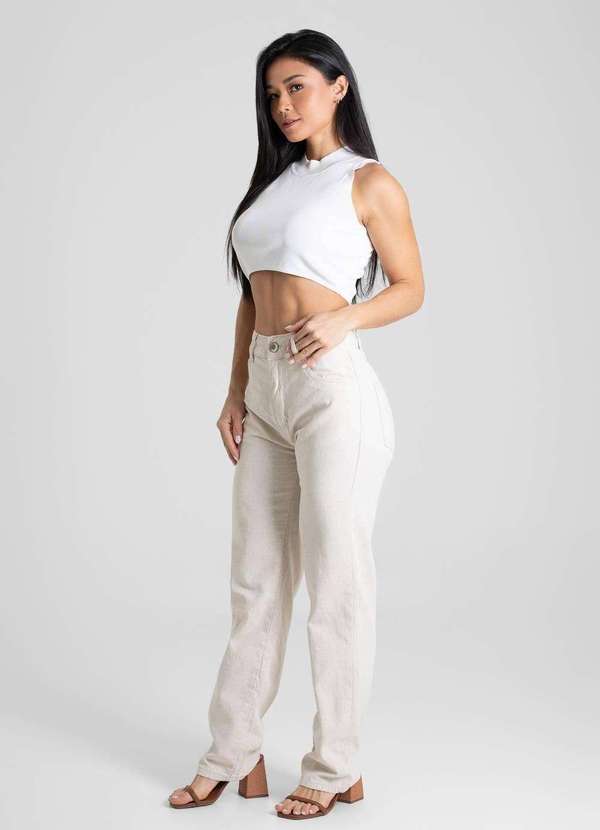 Sawary - Calça Linho Sawary Reta - 280656 Bege 3