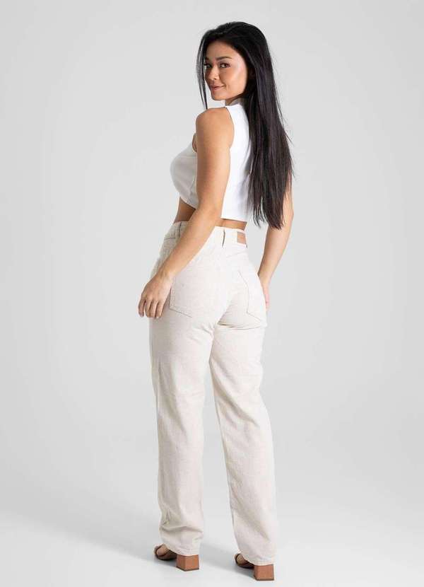 Sawary - Calça Linho Sawary Reta - 280656 Bege 4