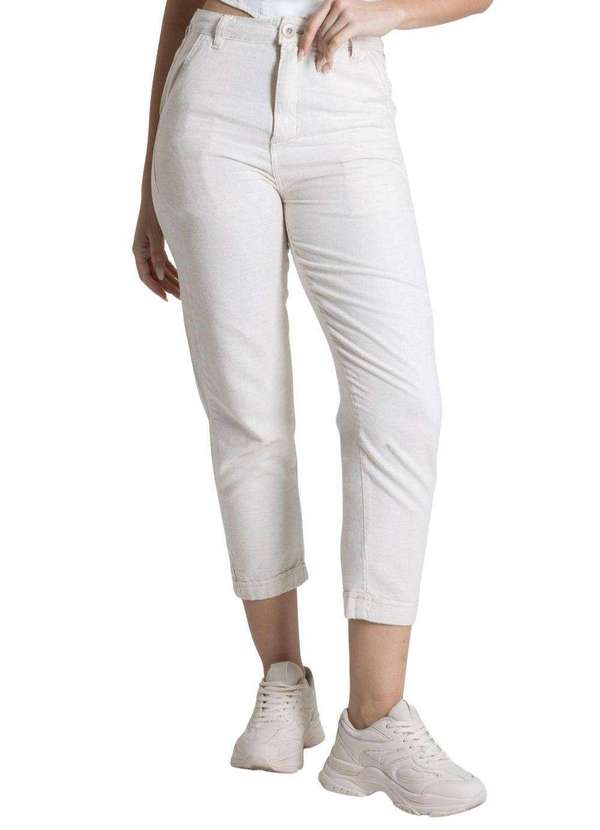 Sawary - Calça Linho Sawary Reta Bege