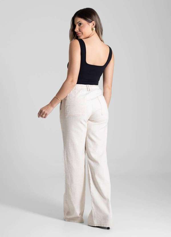 Sawary - Calça Linho Sawary Wide Leg - 281185 Bege 4