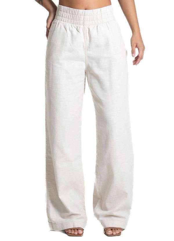Sawary - Calça Linho Sawary Wide Leg - 281507 Bege