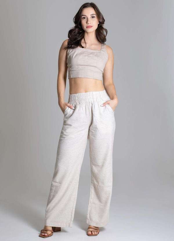 Sawary - Calça Linho Sawary Wide Leg Calça Linho Sawary 275791 34