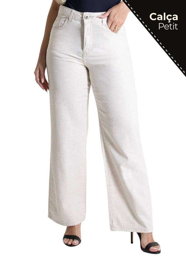 Sawary - Calça Linho Sawary Wide Leg Petit - 279890 Bege