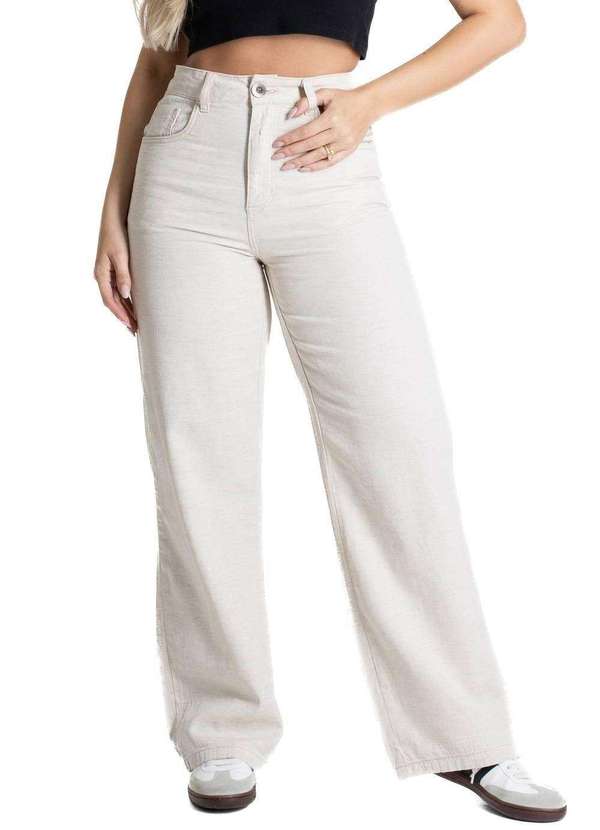 Sawary - Calça Linho Sawary Wide Leg Petit - 280341 Bege