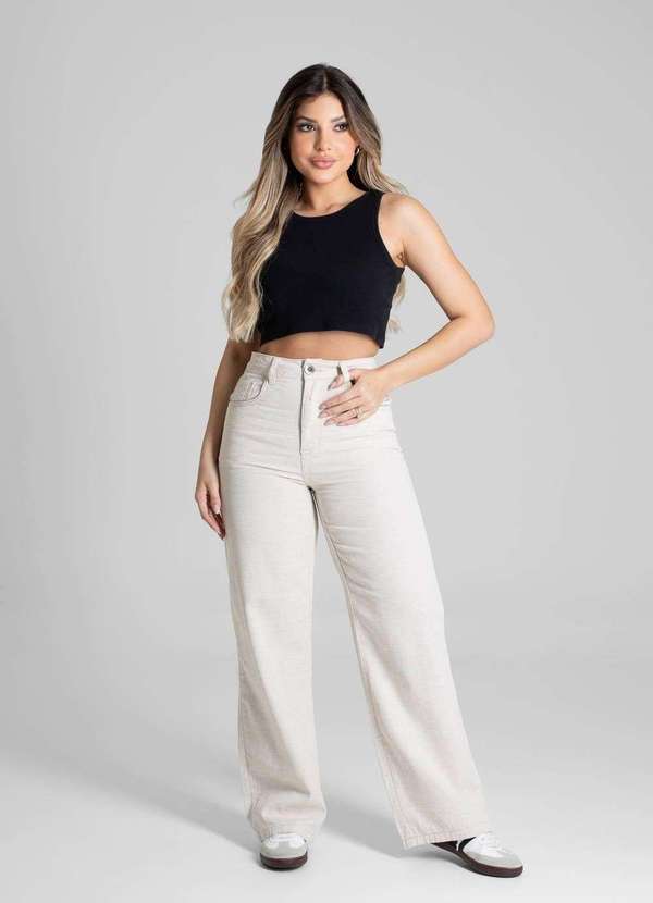 Sawary - Calça Linho Sawary Wide Leg Petit - 280341 Bege 2