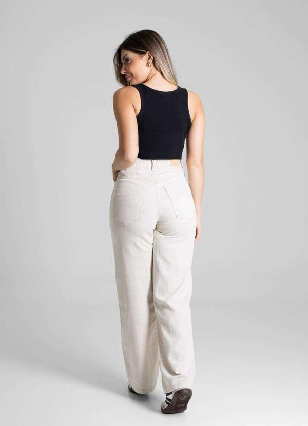 Sawary - Calça Linho Sawary Wide Leg Petit - 280341 Bege 4