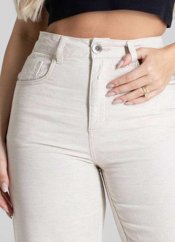 Sawary - Calça Linho Sawary Wide Leg Petit - 280341 Bege 5