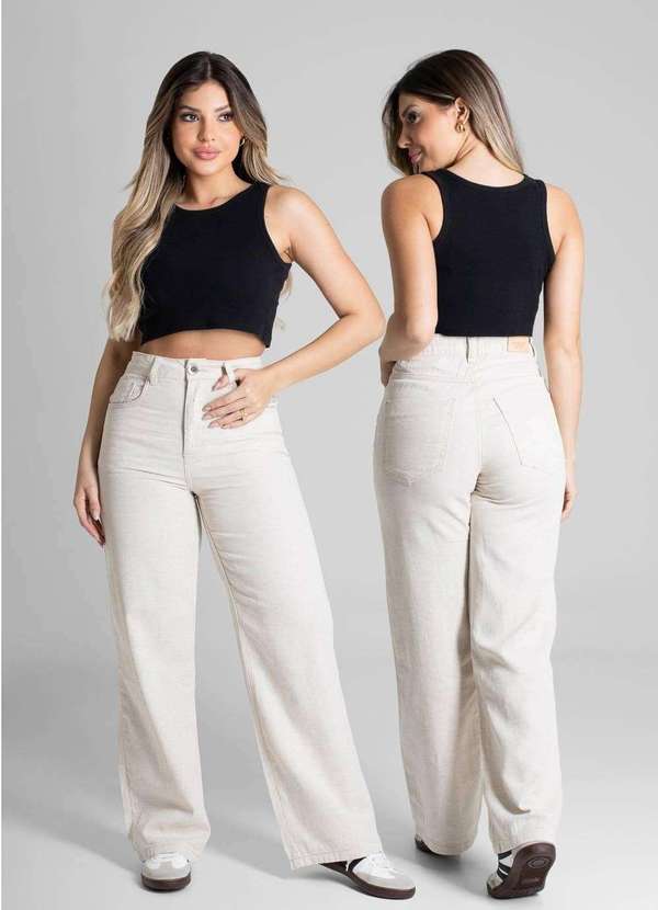 Sawary - Calça Linho Sawary Wide Leg Petit - 280341 Bege 6