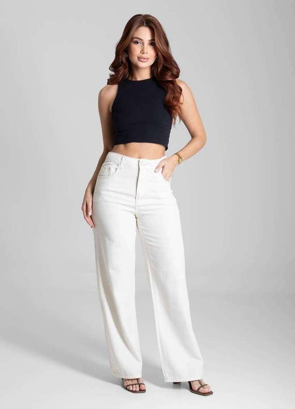 Sawary - Calça Linho Sawary Wide Leg Petit - 281426 Branco 2