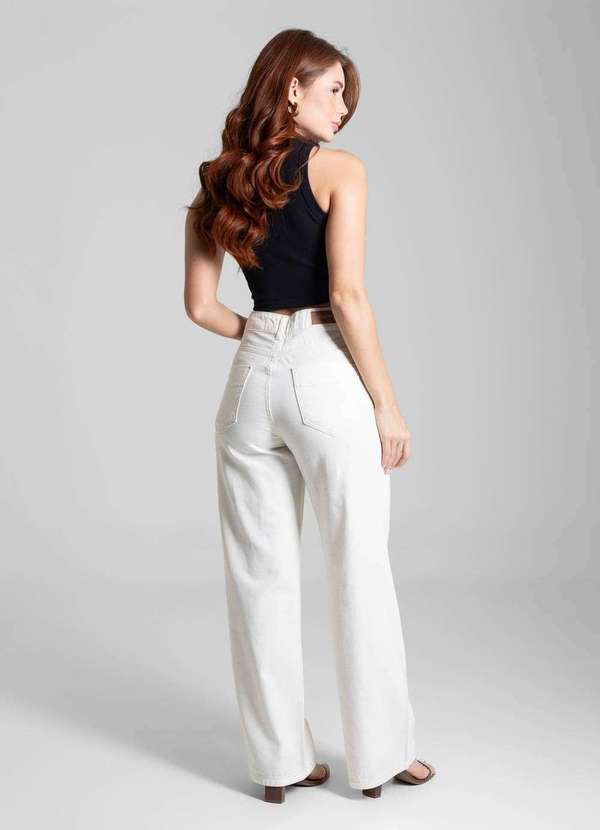 Sawary - Calça Linho Sawary Wide Leg Petit - 281426 Branco 4