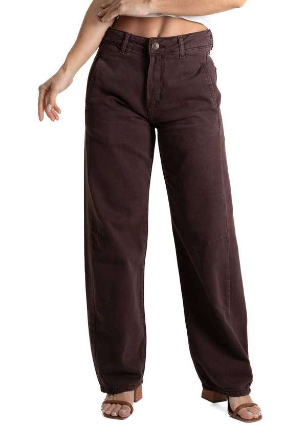 Sawary - Calça Sarja Sawary Barrel - 280935 Marrom
