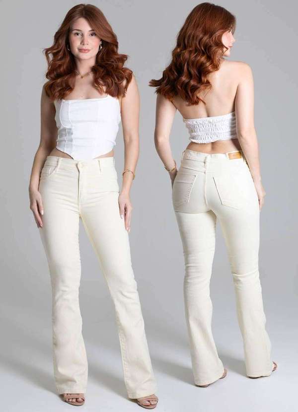 Sawary - Calça Sarja Sawary Boot Cut - 278421 Amarelo 6