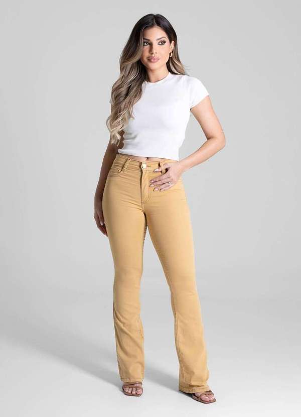 Sawary - Calça Sarja Sawary Boot Cut - 281809 Amarelo 2