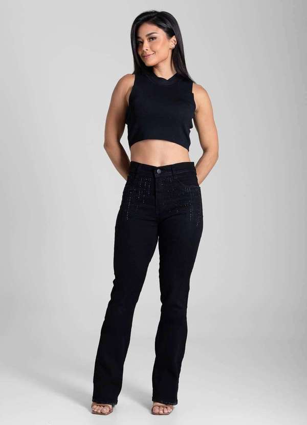 Sawary - Calça Sarja Sawary Boot Cut - 282226 Preto 2