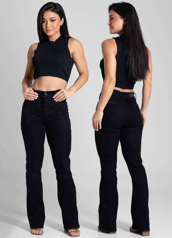 Sawary - Calça Sarja Sawary Boot Cut - 282226 Preto 6