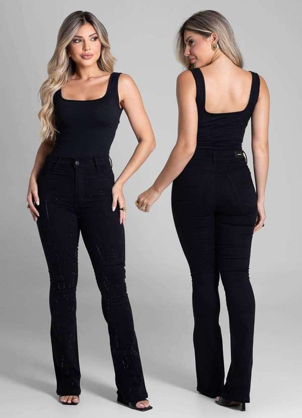 Sawary - Calça Sarja Sawary Boot Cut - 282441 Preto 6