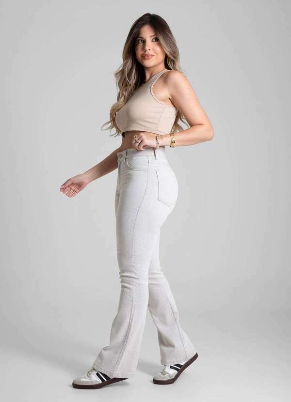 Sawary - Calça Sarja Sawary Boot Cut Petit - 281851 Cinza 3