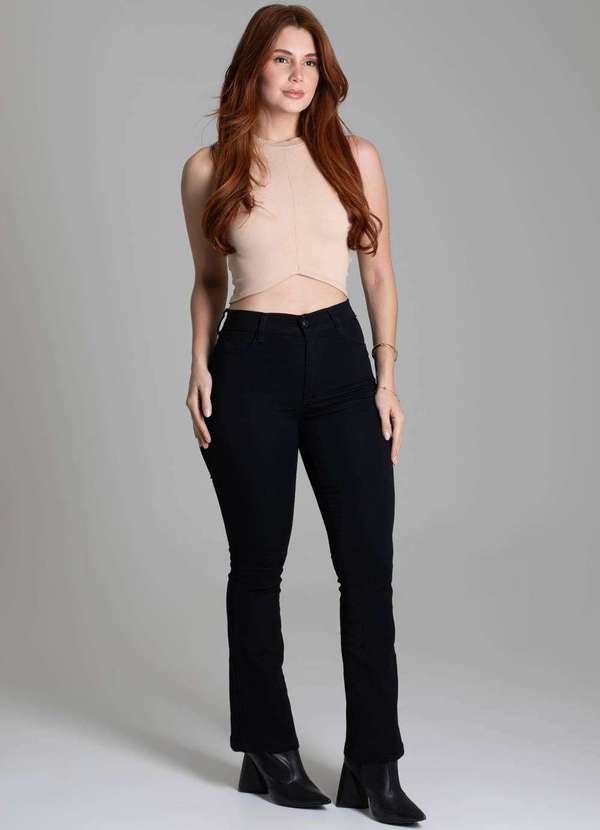 Sawary - Calça Sarja Sawary Boot Cut Petit - 277726 Preto 2