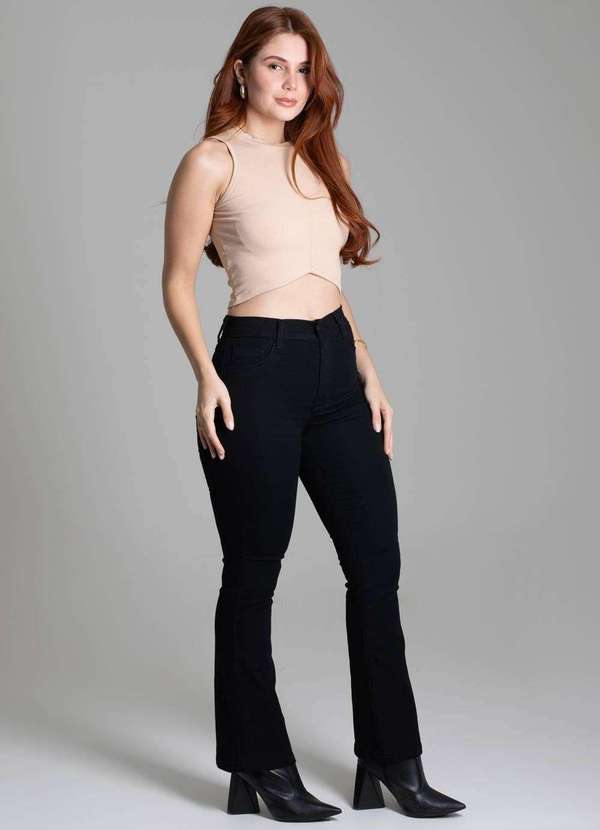 Sawary - Calça Sarja Sawary Boot Cut Petit - 277726 Preto 3