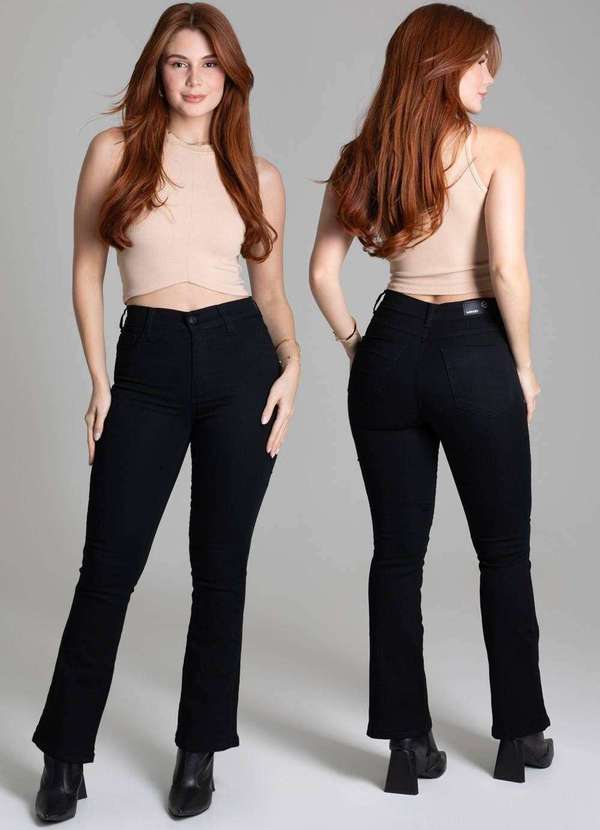 Sawary - Calça Sarja Sawary Boot Cut Petit - 277726 Preto 6