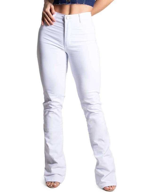 Sawary - Calça Sarja Sawary Boot Cut Branco