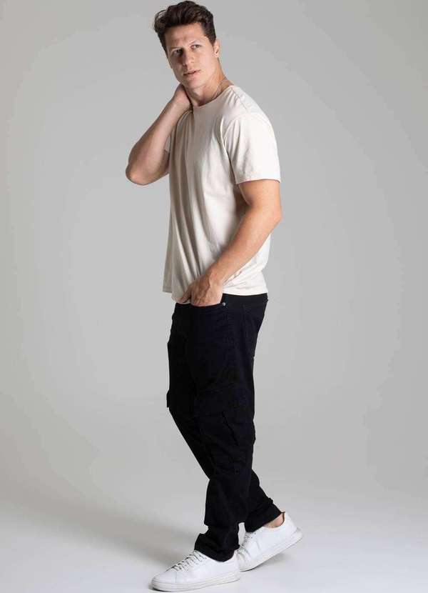 Sawary - Calça Sarja Sawary Cargo - 278182 Preto 3