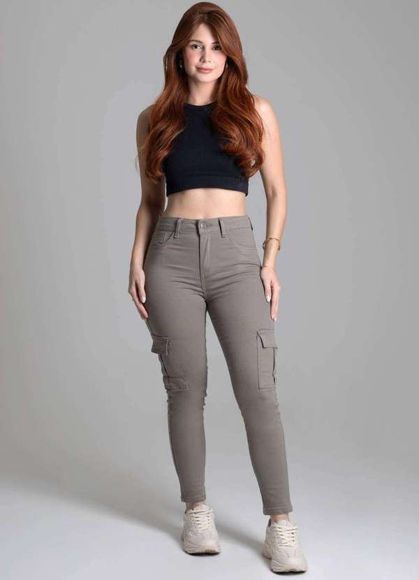 Sawary - Calça Sarja Sawary Cigarrete Verde 2