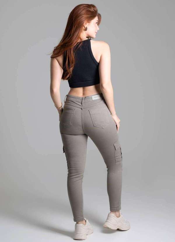 Sawary - Calça Sarja Sawary Cigarrete Verde 4