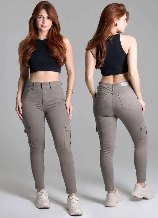 Sawary - Calça Sarja Sawary Cigarrete Verde 6