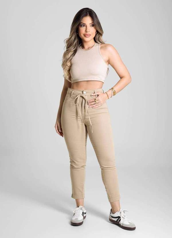 Sawary - Calça Sarja Sawary Cropped - 281686 Amarelo 2