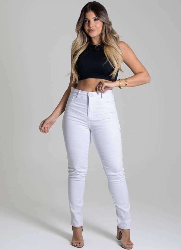 Sawary - Calça Sarja Sawary Hot Pants - 277203 Branco