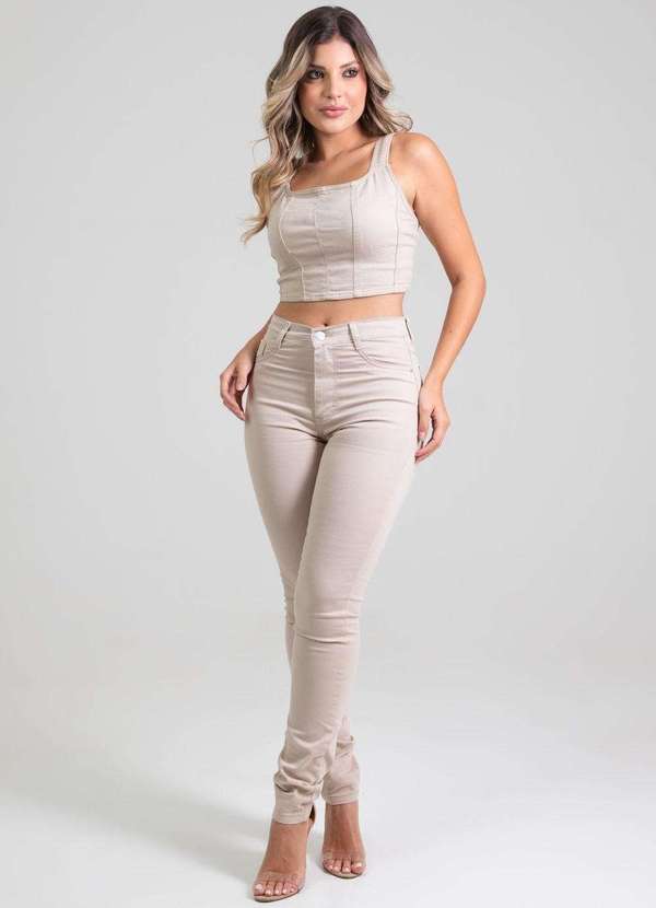 Sawary - Calça Sarja Sawary Hot Pants Bege 2