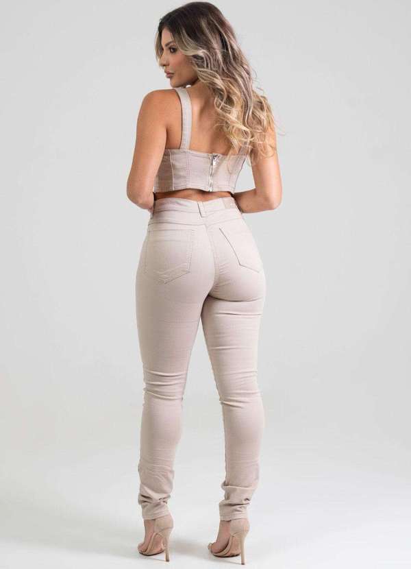 Sawary - Calça Sarja Sawary Hot Pants Bege 4
