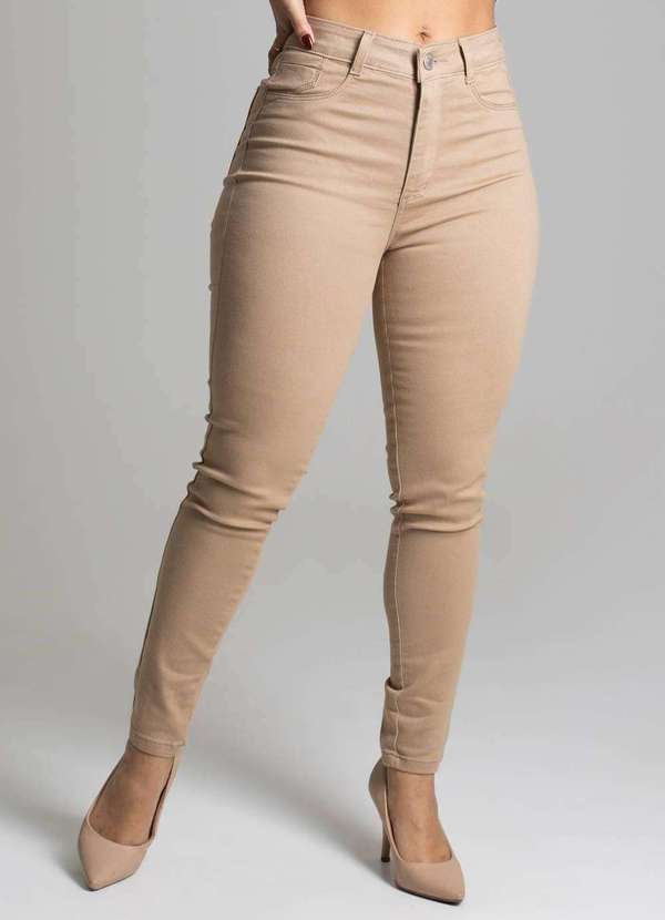 Sawary - Calça Sarja Sawary Levanta Bumbum Bege 6