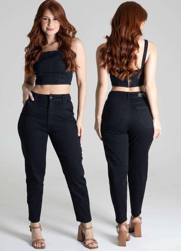 Sawary - Calça Sarja Sawary Mom - 275285 Preto 6