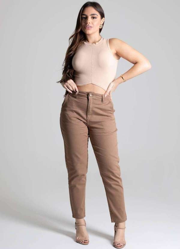 Sawary - Calça Sarja Sawary Mom - 277483 Marrom 2