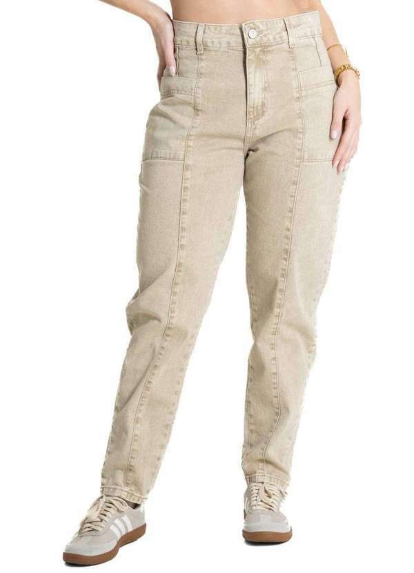 Sawary - Calça Sarja Sawary Mom - 280069 Bege