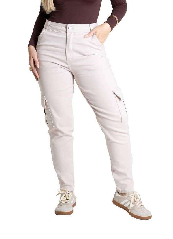 Sawary - Calça Sarja Sawary Mom - 280076 Bege