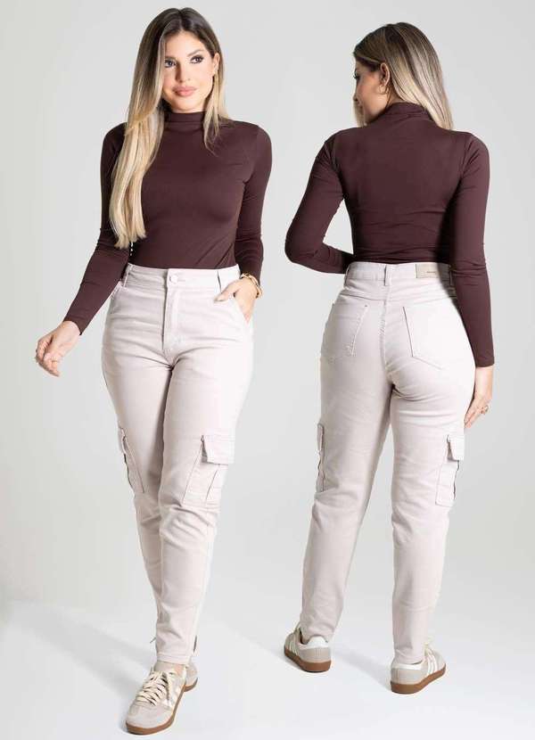 Sawary - Calça Sarja Sawary Mom - 280076 Bege 6