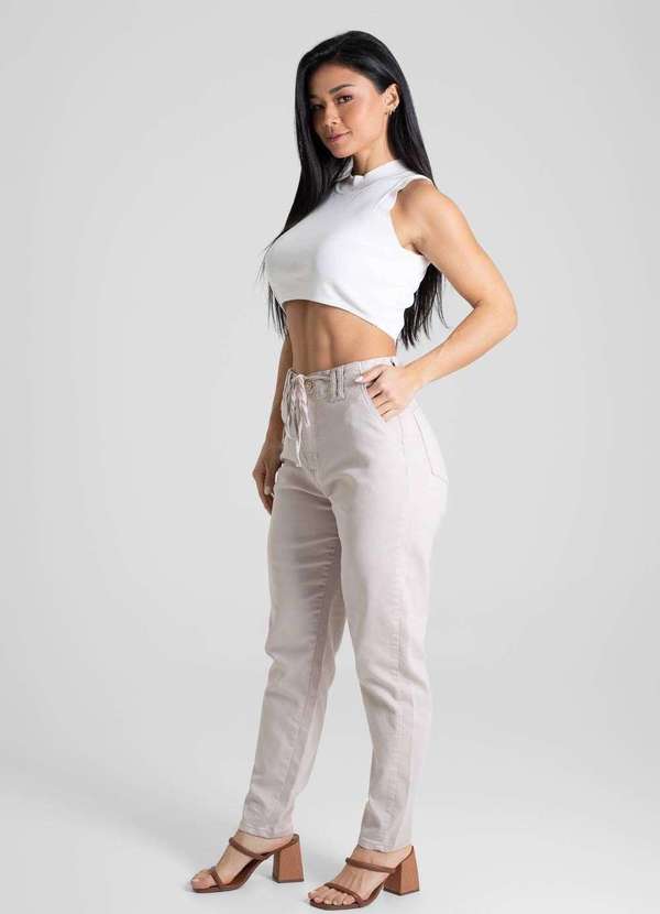 Sawary - Calça Sarja Sawary Mom - 280308 Bege 3