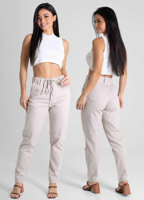 Sawary - Calça Sarja Sawary Mom - 280308 Bege 6