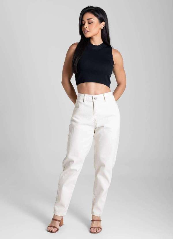 Sawary - Calça Sarja Sawary Mom - 281848 Branco 2