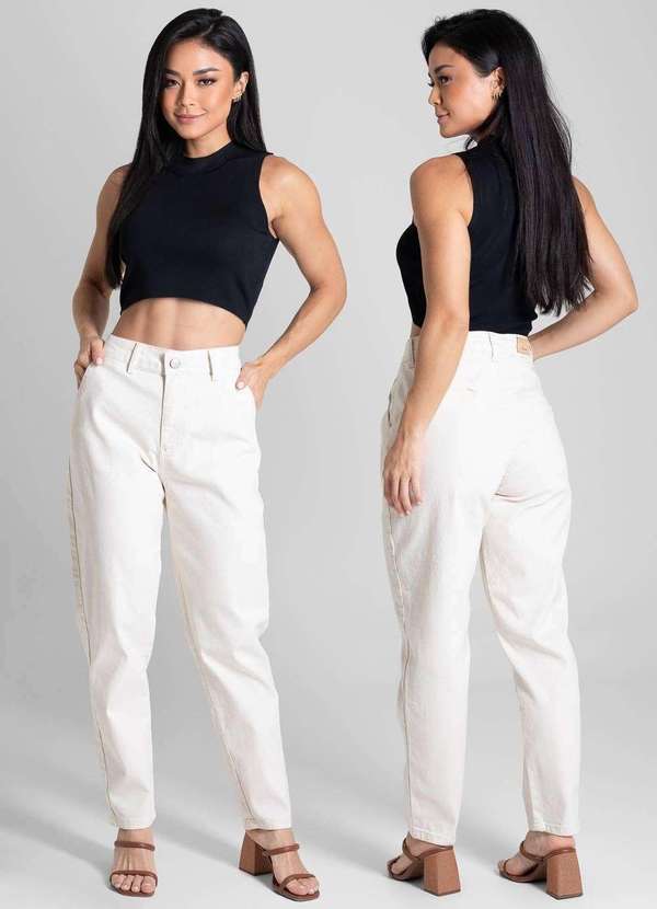 Sawary - Calça Sarja Sawary Mom - 281848 Branco 6